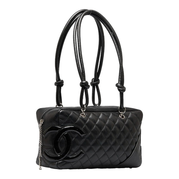 シャネル カンボン ハンドバッグ ショルダーバッグ ブラック レザー レディース CHANEL 【中古】