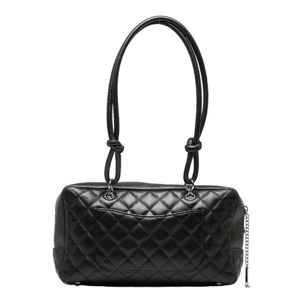 シャネル カンボン ハンドバッグ ショルダーバッグ ブラック レザー レディース CHANEL 【中古】
