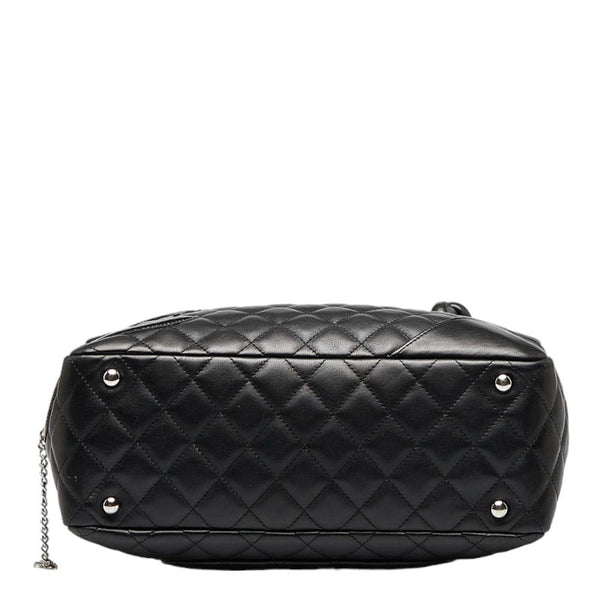 シャネル カンボン ハンドバッグ ショルダーバッグ ブラック レザー レディース CHANEL 【中古】