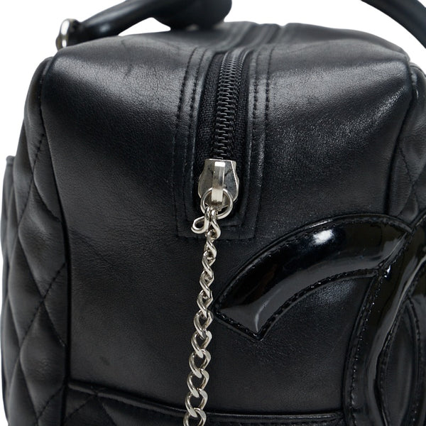シャネル カンボン ハンドバッグ ショルダーバッグ ブラック レザー レディース CHANEL 【中古】
