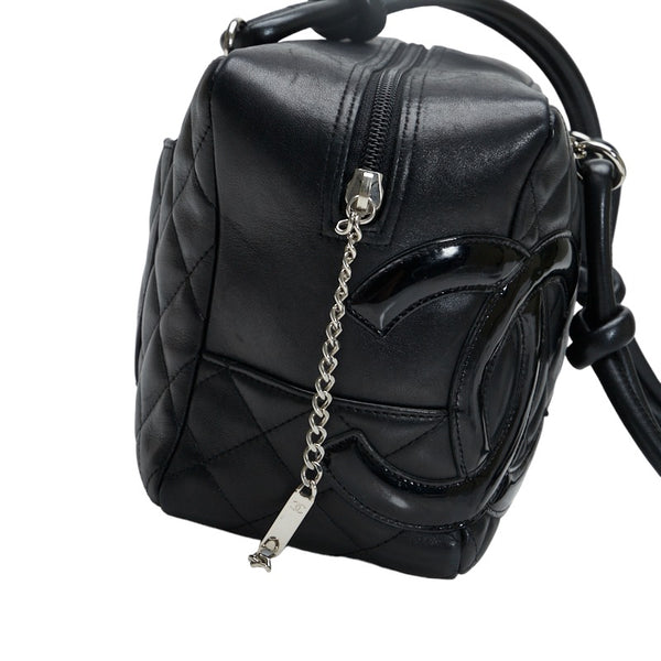シャネル カンボン ハンドバッグ ショルダーバッグ ブラック レザー レディース CHANEL 【中古】