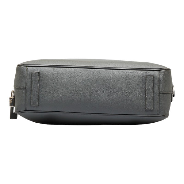 プラダ ビジネスバッグ ブリーフケース 書類カバン グレー レザー メンズ PRADA 【中古】