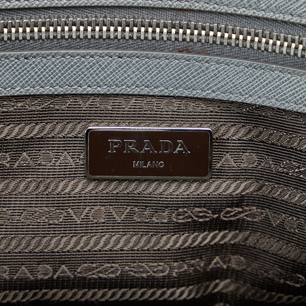 プラダ ビジネスバッグ ブリーフケース 書類カバン グレー レザー メンズ PRADA 【中古】