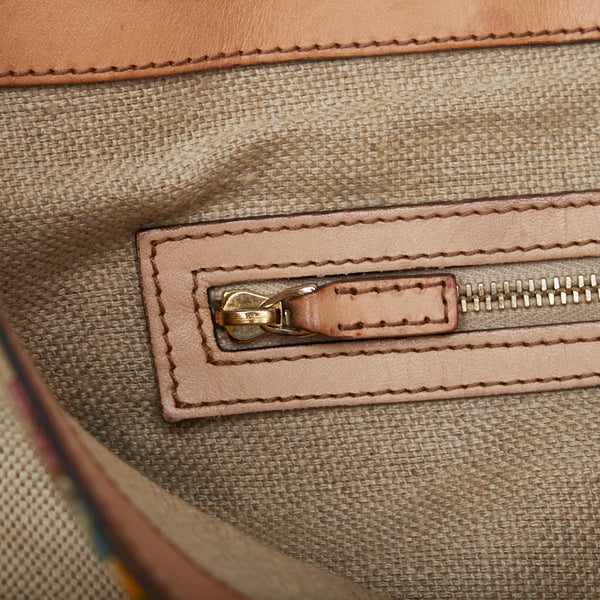 グッチ ハスラービット フローラ ハンドバッグ ショルダーバッグ 137385 ベージュ マルチカラー キャンバス レザー レディース GUCCI 【中古】