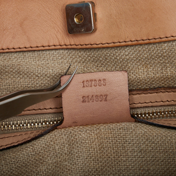 グッチ ハスラービット フローラ ハンドバッグ ショルダーバッグ 137385 ベージュ マルチカラー キャンバス レザー レディース GUCCI 【中古】