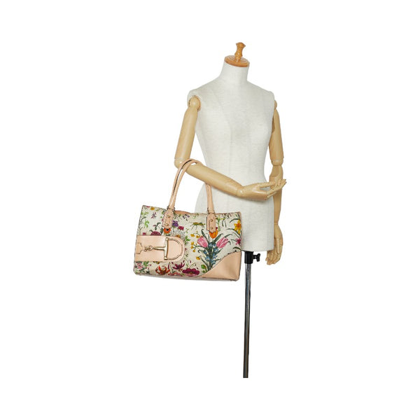 グッチ ハスラービット フローラ ハンドバッグ ショルダーバッグ 137385 ベージュ マルチカラー キャンバス レザー レディース GUCCI 【中古】