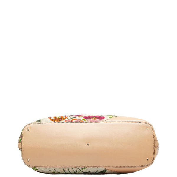 グッチ ハスラービット フローラ ハンドバッグ ショルダーバッグ 137385 ベージュ マルチカラー キャンバス レザー レディース GUCCI 【中古】