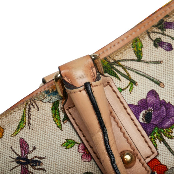 グッチ ハスラービット フローラ ハンドバッグ ショルダーバッグ 137385 ベージュ マルチカラー キャンバス レザー レディース GUCCI 【中古】