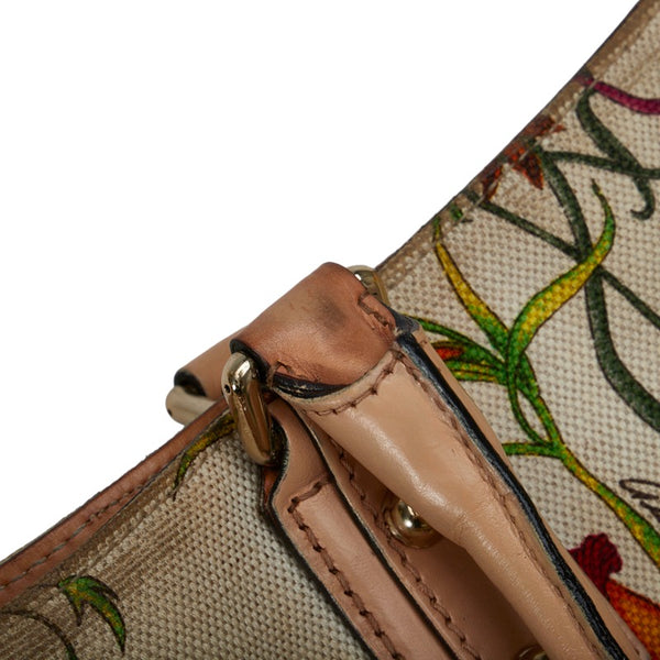 グッチ ハスラービット フローラ ハンドバッグ ショルダーバッグ 137385 ベージュ マルチカラー キャンバス レザー レディース GUCCI 【中古】