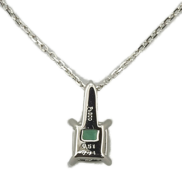 Pt900 プラチナ Pt850 プラチナ エメラルド0.51mm ダイヤ0.04ct ネックレス レディース 【中古】