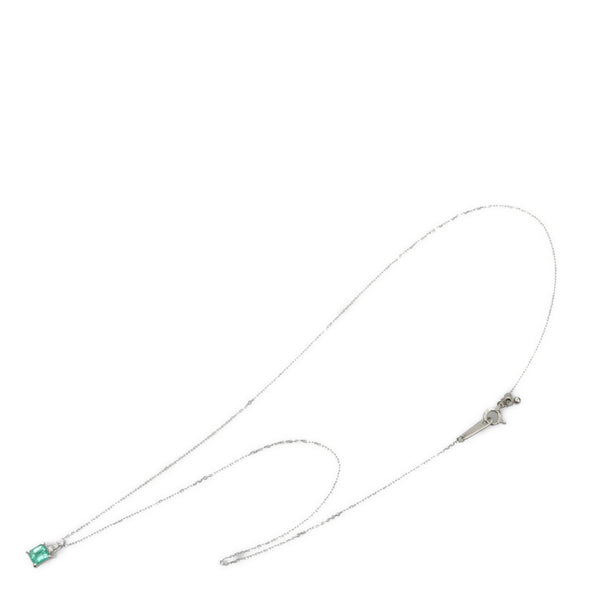Pt900 プラチナ Pt850 プラチナ エメラルド0.51mm ダイヤ0.04ct ネックレス レディース 【中古】