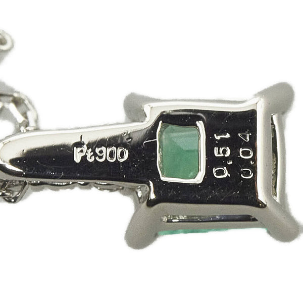Pt900 プラチナ Pt850 プラチナ エメラルド0.51mm ダイヤ0.04ct ネックレス レディース 【中古】