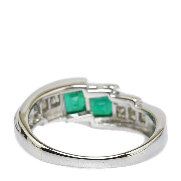 Pt900 プラチナ エメラルド0.68ct ダイヤ0.38ct リング 指輪 レディース 12.5号 【中古】
