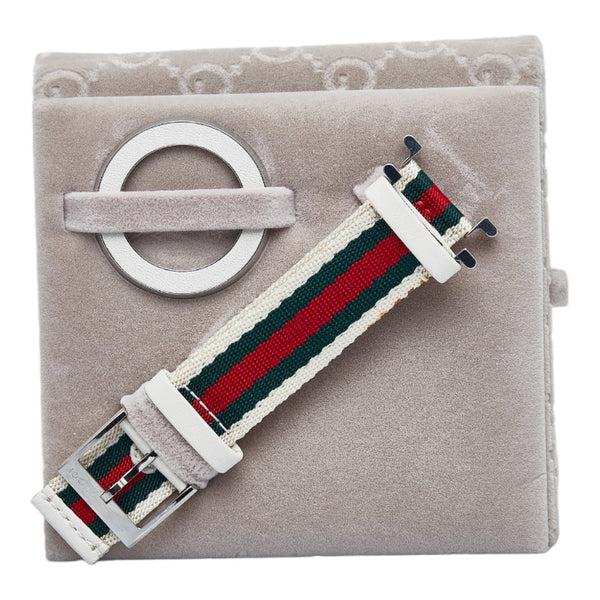 グッチ Uプレイ チェンジベゼル 腕時計 YA129.4 クオーツ シルバー文字盤 ステンレススチール レディース GUCCI 【中古】