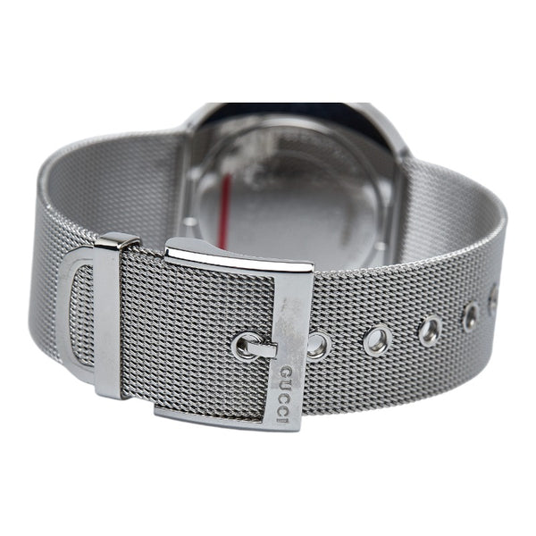 グッチ Uプレイ チェンジベゼル 腕時計 YA129.4 クオーツ シルバー文字盤 ステンレススチール レディース GUCCI 【中古】