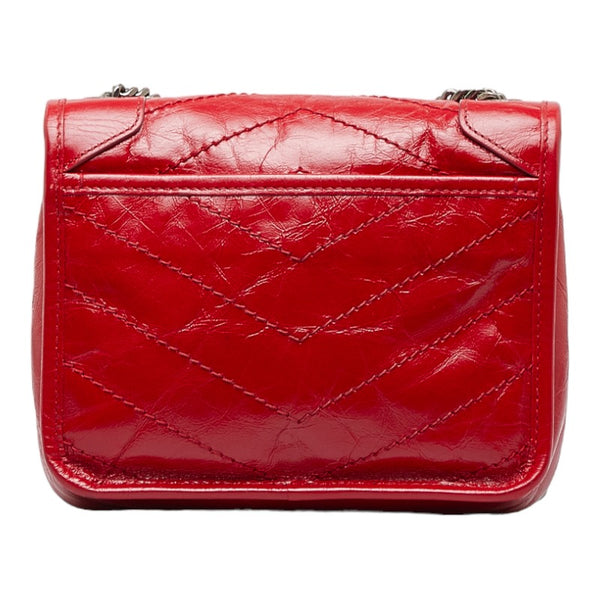 サンローラン YSL ニキ 斜め掛け チェーンショルダーバッグ 583103 レッド レザー レディース SAINT LAURENT 【中古】