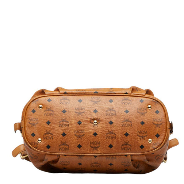エム シー エム ヴィセトス ロゴグラム ハンドバッグ ワンショルダーバッグ ブラウン PVC レザー レディース MCM 【中古】