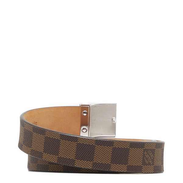 ルイ ヴィトン サンチュールキャレ 85/34 ベルト M6803 ブラウン シルバー PVC レザー レディース LOUIS VUITTON 【中古】