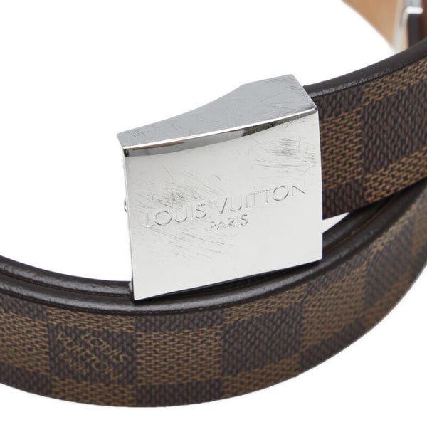 ルイ ヴィトン サンチュールキャレ 85/34 ベルト M6803 ブラウン シルバー PVC レザー レディース LOUIS VUITTON 【中古】