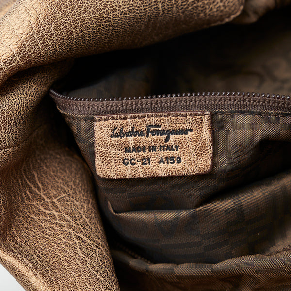 サルヴァトーレフェラガモ ガンチーニ ハンドバッグ ワンショルダーバッグ シャンパンゴールド レザー レディース Salvatore Ferragamo 【中古】