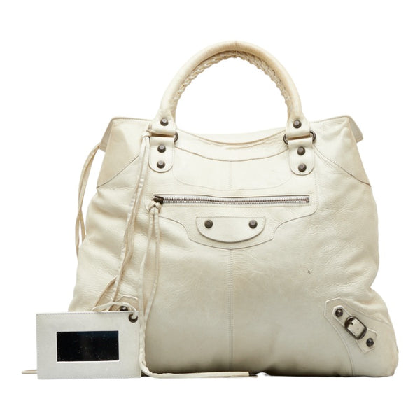 バレンシアガ クラシック ハンドバッグ トートバッグ 173036 ベージュ レザー レディース BALENCIAGA 【中古】