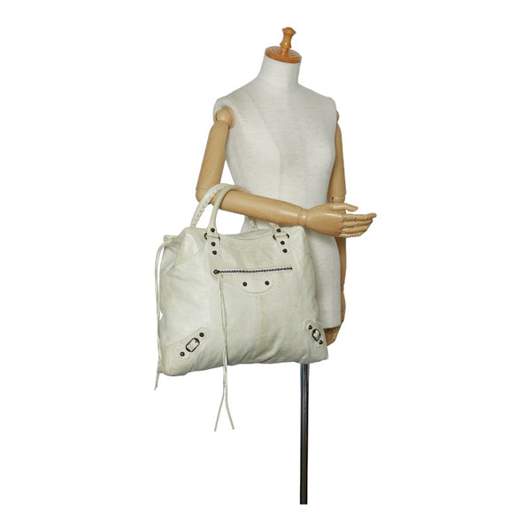 バレンシアガ クラシック ハンドバッグ トートバッグ 173036 ベージュ レザー レディース BALENCIAGA 【中古】