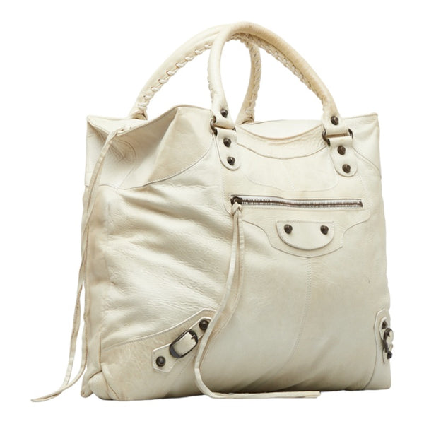 バレンシアガ クラシック ハンドバッグ トートバッグ 173036 ベージュ レザー レディース BALENCIAGA 【中古】
