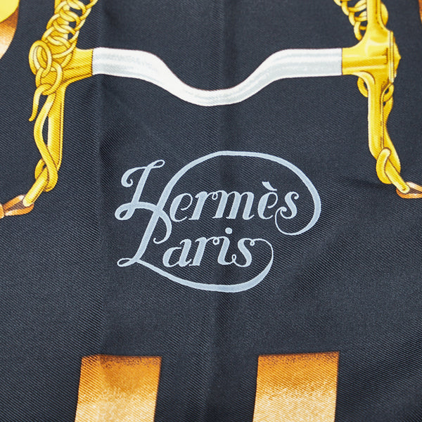エルメス カレ90 TOUT CUIR すべて革 スカーフ オレンジ マルチカラー シルク レディース HERMES 【中古】