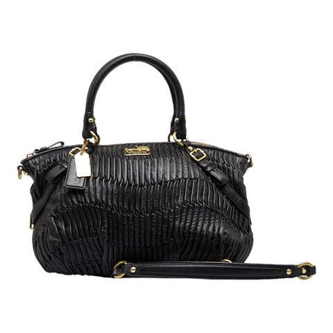 コーチ マディソン ギャザード サッチェル ハンドバッグ ショルダーバッグ 2WAY 15942 ブラック レザー レディース COACH 【中古】