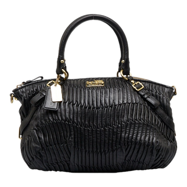 コーチ マディソン ギャザード サッチェル ハンドバッグ ショルダーバッグ 2WAY 15942 ブラック レザー レディース COACH 【中古】