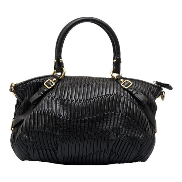 コーチ マディソン ギャザード サッチェル ハンドバッグ ショルダーバッグ 2WAY 15942 ブラック レザー レディース COACH 【中古】