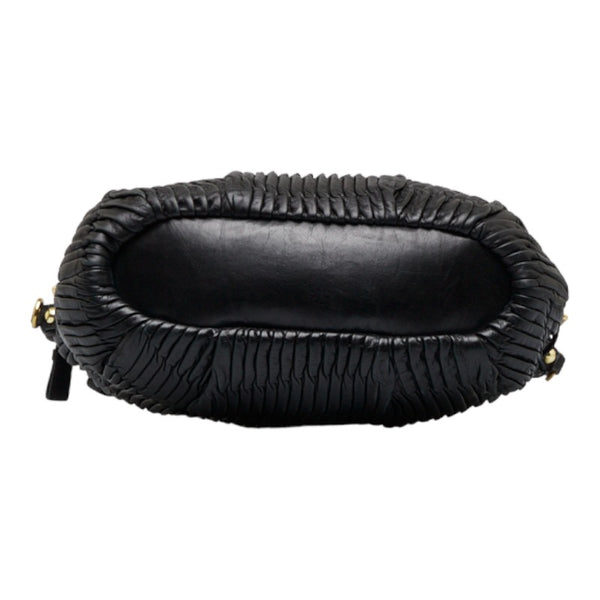 コーチ マディソン ギャザード サッチェル ハンドバッグ ショルダーバッグ 2WAY 15942 ブラック レザー レディース COACH 【中古】