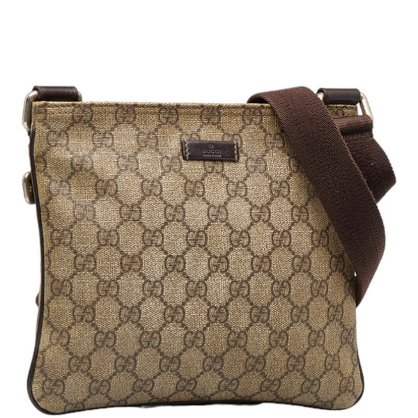 グッチ GGスプリーム 斜め掛け ショルダーバッグ 201538 ベージュ ブラウン PVC キャンバス レディース GUCCI 【中古】