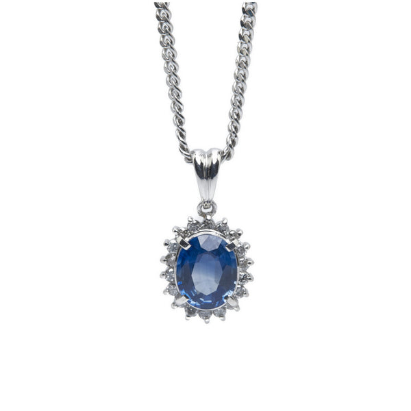 Pt900 プラチナ Pt850 プラチナ サファイア2.02ct ダイヤ0.30ct ネックレス レディース 【中古】