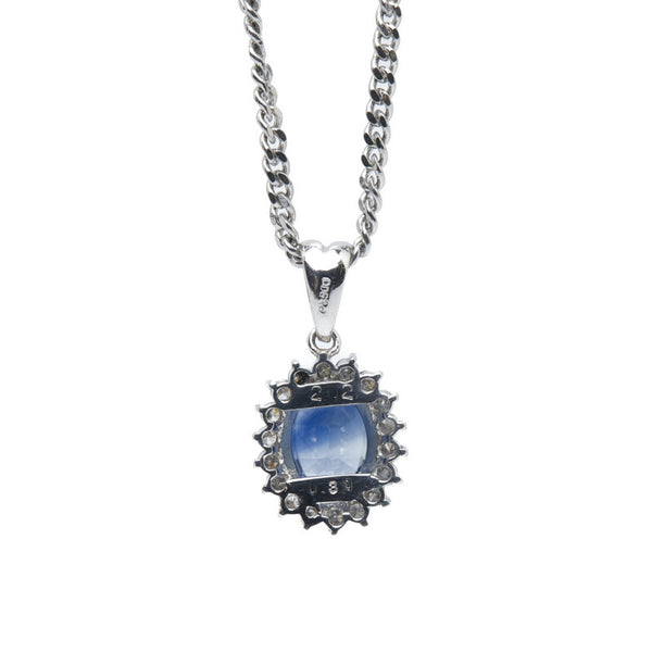 Pt900 プラチナ Pt850 プラチナ サファイア2.02ct ダイヤ0.30ct ネックレス レディース 【中古】