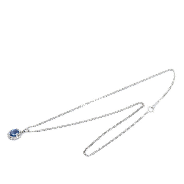 Pt900 プラチナ Pt850 プラチナ サファイア2.02ct ダイヤ0.30ct ネックレス レディース 【中古】