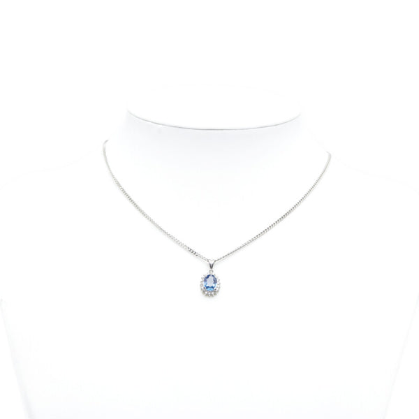 Pt900 プラチナ Pt850 プラチナ サファイア2.02ct ダイヤ0.30ct ネックレス レディース 【中古】