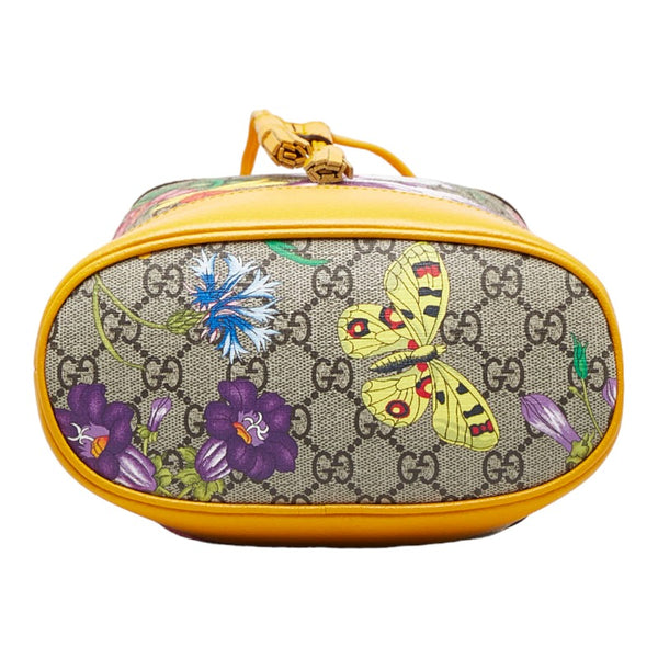 グッチ GGフローラ バケットバッグ ショルダーバッグ 2WAY 550621 イエロー ベージュ マルチカラー PVC レザー レディース GUCCI 【中古】