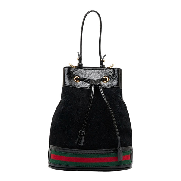 グッチ オフィディア バケットバッグ ショルダーバッグ 2WAY 550621 ブラック スウェード パテントレザー レディース GUCCI 【中古】