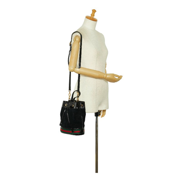 グッチ オフィディア バケットバッグ ショルダーバッグ 2WAY 550621 ブラック スウェード パテントレザー レディース GUCCI 【中古】