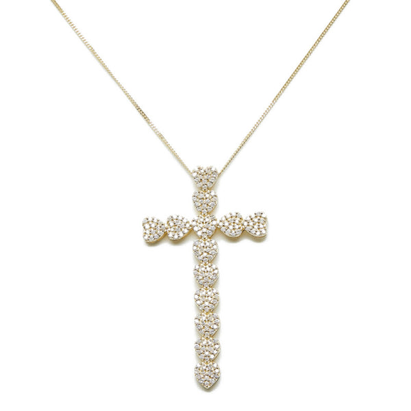 K18YG イエローゴールド ダイヤ0.95ct クロス 十字架 モチーフ ペンダントネックレス レディース 【中古】