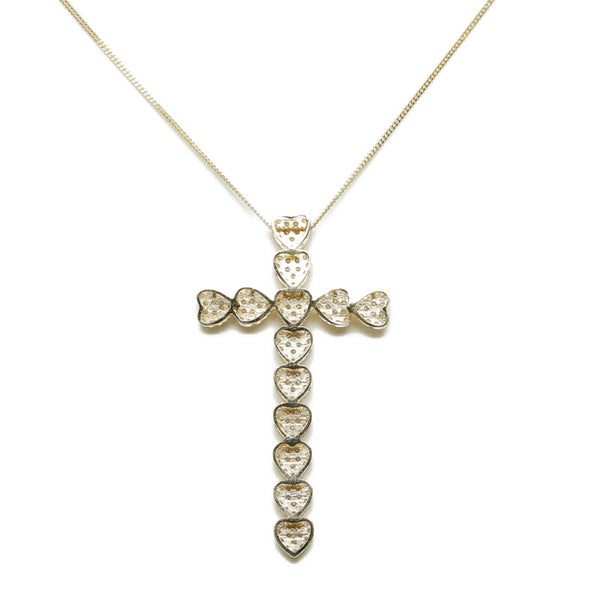 K18YG イエローゴールド ダイヤ0.95ct クロス 十字架 モチーフ ペンダントネックレス レディース 【中古】