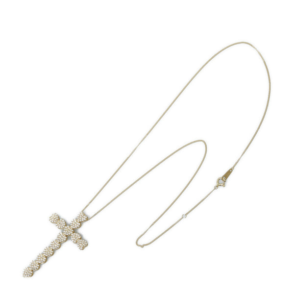 K18YG イエローゴールド ダイヤ0.95ct クロス 十字架 モチーフ ペンダントネックレス レディース 【中古】