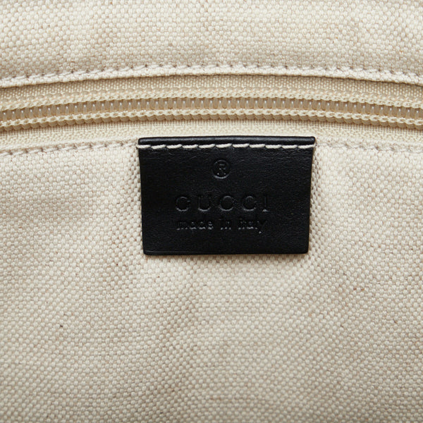 グッチ レオパード 豹柄 セカンドバッグ クラッチバッグ 353478 グレー ブラック キャンバス レザー レディース GUCCI 【中古】