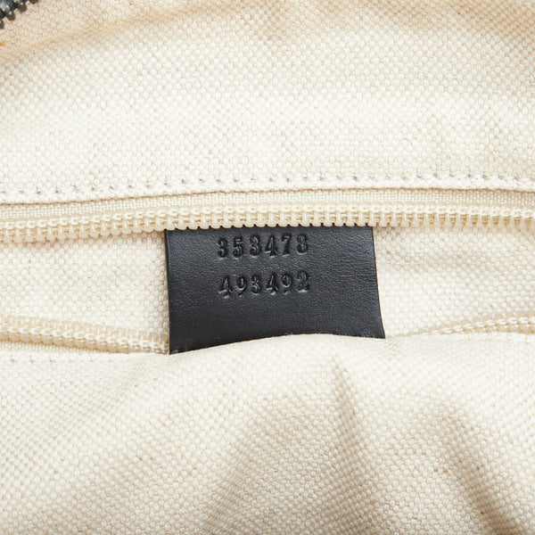 グッチ レオパード 豹柄 セカンドバッグ クラッチバッグ 353478 グレー ブラック キャンバス レザー レディース GUCCI 【中古】