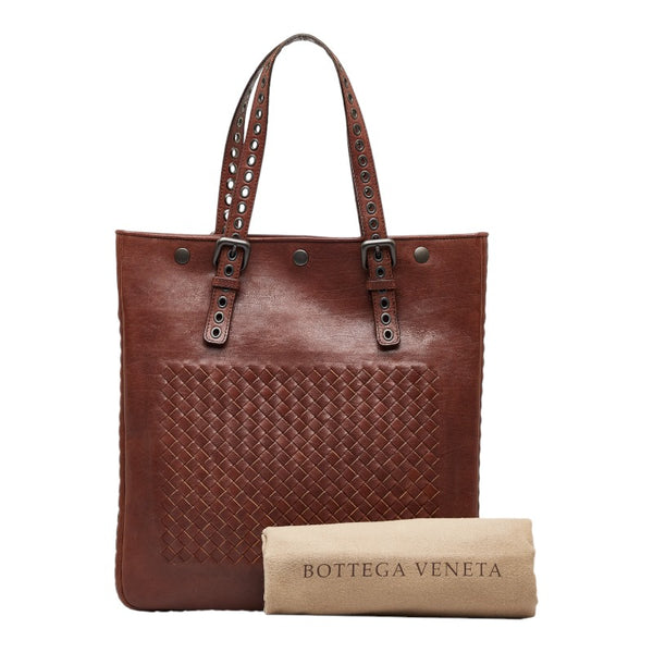ボッテガヴェネタ イントレチャート トートバッグ ショルダーバッグ ブラウン レザー レディース BOTTEGAVENETA 【中古】