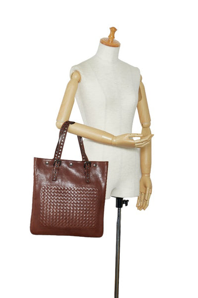 ボッテガヴェネタ イントレチャート トートバッグ ショルダーバッグ ブラウン レザー レディース BOTTEGAVENETA 【中古】