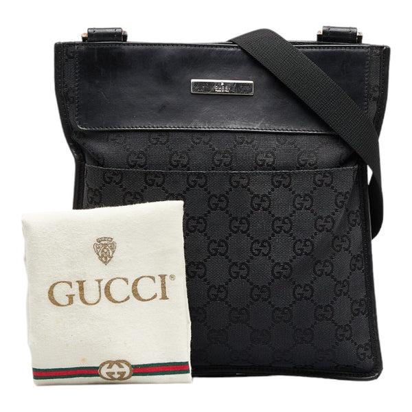 グッチ GGキャンバス 斜め掛け ショルダーバッグ 002 1084 ブラック キャンバス レザー レディース GUCCI 【中古】