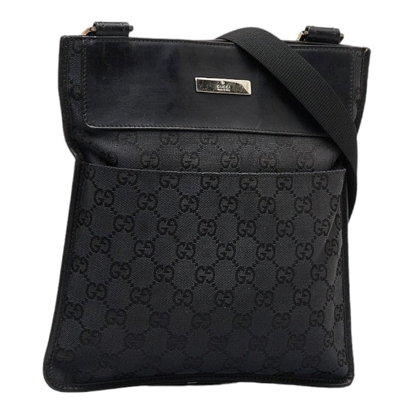 グッチ GGキャンバス 斜め掛け ショルダーバッグ 002 1084 ブラック キャンバス レザー レディース GUCCI 【中古】