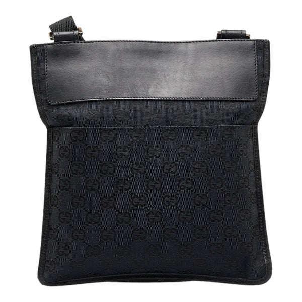 グッチ GGキャンバス 斜め掛け ショルダーバッグ 002 1084 ブラック キャンバス レザー レディース GUCCI 【中古】